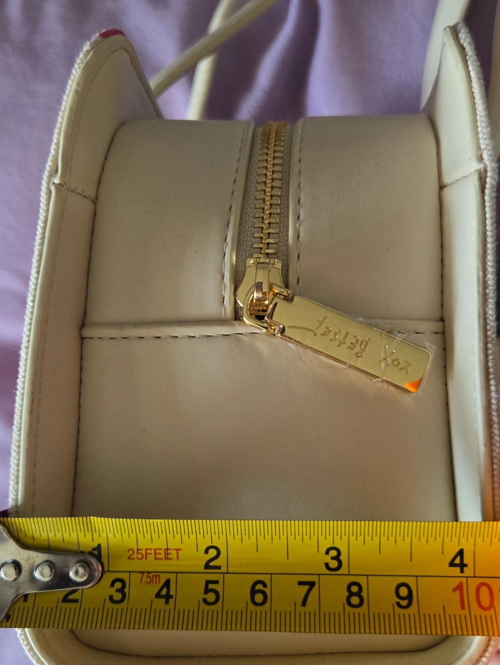Betsey Johnson Pink and Cream Striped Purse with Floral Charm NWT - Picture 7 of 8